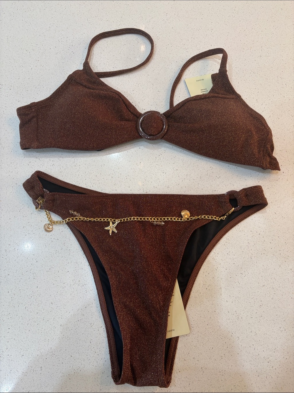 CUPSHE Brown Glitter Bikini